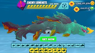 Hungry Shark Evolution  Enemy Luminite Shark Unlocked All 25 Sharks Unlocked Gameplay [upl. by Tawsha]