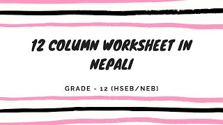 12 Column Worksheet in Nepali  Grade 12  AccountancyHSEBNEB [upl. by Aryn560]