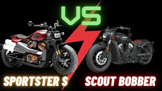 HarleyDavidson Sportster S Vs Indian Scout Bobber  Clash of the Cruisers [upl. by Meesak]