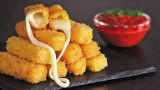 Cheese Mozzarella Sticks with Homemade Marinara Sauce  How Tasty Channel [upl. by Alahs679]