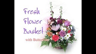 How to make a fresh flower basket with Butterflies on it [upl. by Aehcim]