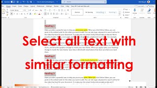 How to Select all Text with similar formatting inc highlighted text in a Word document [upl. by Weide]