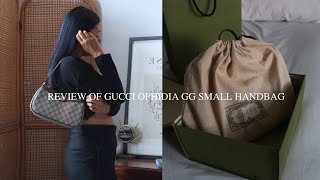 GUCCI OPHIDIA GG SMALL HANDBAG REVIEW  Estefania Delu [upl. by Cheri]