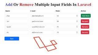 Add Or Remove Multiple Input Fields In Laravel [upl. by Vachell]