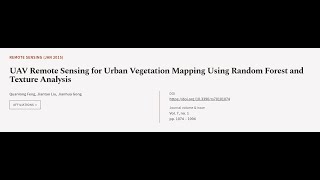 UAV Remote Sensing for Urban Vegetation Mapping Using Random Forest and Texture Analy  RTCLTV [upl. by Baird707]