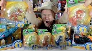 Imaginext Jurassic World Baby Dino Egg Packs Raptor TRex Compies Stygimoloch Unboxing Review [upl. by Hniv]