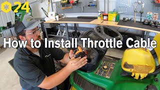 How to Install Throttle Cable on John Deere Riding Lawn Mower [upl. by Aneekas]