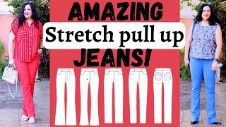 AWESOME stretch PULLUP JEANS 2 Crescendo Love Notions 4 leg styles amp great FIT [upl. by Michaele]