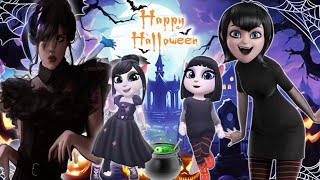 My Talking Angela  Mavis Dracula 🦇 Vs Wednesday 🕸️  Hellowen party 🎉🎃👻 Cosplay makover [upl. by Derrik32]