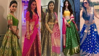 BrocadeBanarasi lehenga designs 2018beautiful Banarasi fabric lehenga designs for wedding [upl. by Atteynod753]