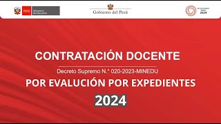 Contrato Docente 2024 Por Evaluación por Expediente [upl. by Eelirem]