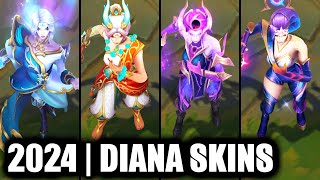 ALL DIANA SKINS SPOTLIGHT 2024  Dark Cosmic Diana Newest Skin  League of Legends [upl. by Ailicec]