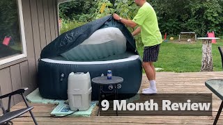 Saluspa Inflatable Hot Tub  9 Months Later Review  Cleaning [upl. by Beau]