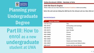 Part III How to Enrol as a New Undergraduate Student at UWA [upl. by Landbert]