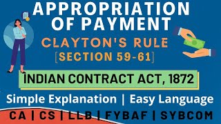 Appropriation of Payment  Claytons Rule  Section 5961  Indian Contract Act  Examples in Hindi [upl. by Akaya974]