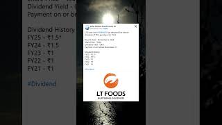 LT Foods Ltd has declared 3rd interim dividend for FY25 StockMarket Dividend Stocks [upl. by Anetta4]