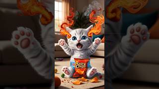 Kitten eat spicy chips 😺 kitten ai cute shorts [upl. by Lurette598]