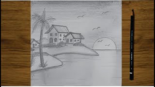 Dibujo de Paisaje  DISCOVER the Easiest Way to Draw a Beach Landscape [upl. by Adnohsat]