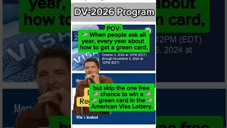 DV2026 Online Registration is Open dvlottery greencard dvlottery2026 [upl. by Kancler]