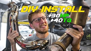 Catless Downpipe vs Catted Downpipe High Flow Cat Exhaust Tone Difference  BMW N55 [upl. by Taryne]