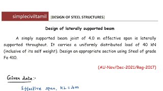 design of Laterally supported beam [upl. by Oirad]