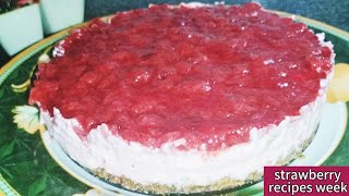 strawberry molten cheese cakeno bake cake [upl. by Gerri]