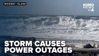 Whidbey Island storm attracts thrillseekers causes power outages [upl. by Ydisac]