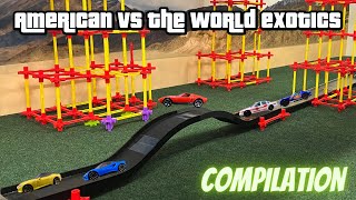 DIECAST CARS RACING TOURNAMENT  AMERICAN VS WORLD EXOTIC CARS COMPILATION [upl. by Kier]