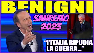 Sanremo 2023  Roberto Benigni monologo sulla Costituzione con Mattarella [upl. by Ahsuoj]