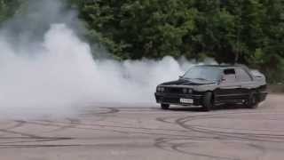 1200 BHP BMW E30 Turbo Burnout and Donuts [upl. by Nekcarb]