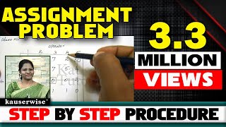 1Assignment ProblemEasy Steps to solve  Hungarian Method with Optimal Solution by kauserwise [upl. by Elmo]