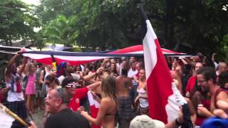 Puerto Viejo Costa Rica Celebrates World Cup Win Over Greece 2014 [upl. by Alurd944]