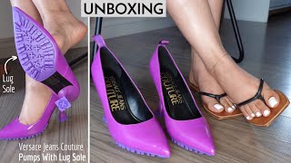 ●Unboxing amp Review● Versace Lug Sole Pointy Pumps [upl. by Elag]