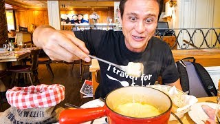 Swiss Food Tour  CHEESE FONDUE and Jumbo Cordon Bleu in Zurich Switzerland [upl. by Bendix]