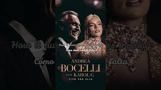 ANDREA BOCELLI amp KAROL G  VIVO POR ELLA ENGLISH LYRICS ANDREABOCELLI KAROLG VIVOPORELLA [upl. by Nerra577]