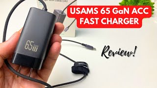 USAMS 65 GaN ACC FAST CHARGER UNBOXING AND REVIEW [upl. by Yauq]