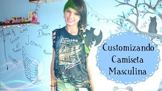 Customização Transformando camiseta masculina em feminina  BIS DE CEREJA 🐼 [upl. by Stirling]