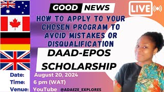 DAAD EPOS SCHOLARSHIPHOW TO APPLY [upl. by Caundra56]