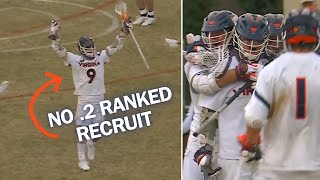 Lacrosse PRODIGY scores FIVE GOALS in first college game [upl. by Tioneb]