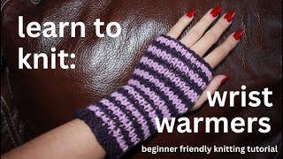 easy fingerless knit gloves tutorial [upl. by Noswal]