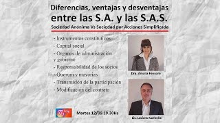 Diferencias entre una Sociedad Anónima SA y una Sociedad por Acciones Simplificada SAS [upl. by Annaiek330]