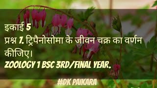 trypanosoma ke Jivan Chakra ka varnan kijiye Zoology 1 Bsc 3rdFinal YEAR DK PAIKARA [upl. by Thorrlow]