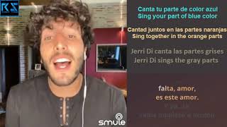 Sebastián Yatra  Falta amor  Sing by smule  Canta con el artista karaoke con letra [upl. by Nyladnar]