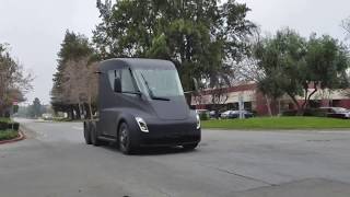 2018 Tesla Semi Truck Spotted Driving In The Streets Sighting 4K [upl. by Tiffy25]