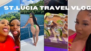 ST LUCIA TRAVEL VLOG RUM TASTING YACHT PARTY PRIVATE DINNER GIRLS TRIP VILLA TOUR AND MORE [upl. by Celle300]