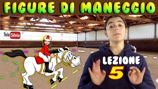 A SCUOLA DI EQUITAZIONE  FIGURE DI MANEGGIO BASE  LEZ 5 [upl. by Ymia576]