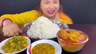 Bigbites Eating Rice With Chingri JHALDuck Egg Curry With Cauliflower ।। [upl. by Danni]