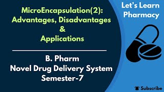 MicroEncapsulation2  BPharm  Semester7  Novel Drug Delivery Systems [upl. by Olivier]