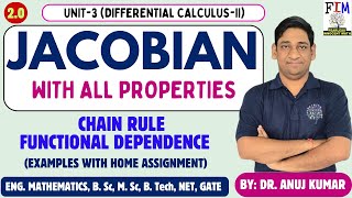 L6 JACOBIAN AND ITS PROPERTIES  JACOBIAN ENGINEERING MATHS  CHAIN RULE  FUNCTIONAL DEPENDENCY [upl. by Lanti824]