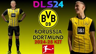 DLS 24 KITS BROUSSIA DORTMUND 202425 HOME KIT ⚫🟡 [upl. by Olson]